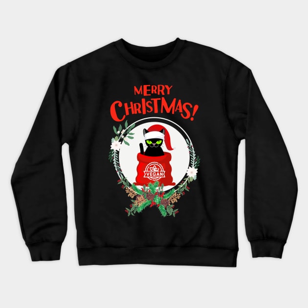 Christmas Cat Vegan Crewneck Sweatshirt by Shadowbyte91